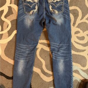 Grace Blue Denim Jeans with Embroidery